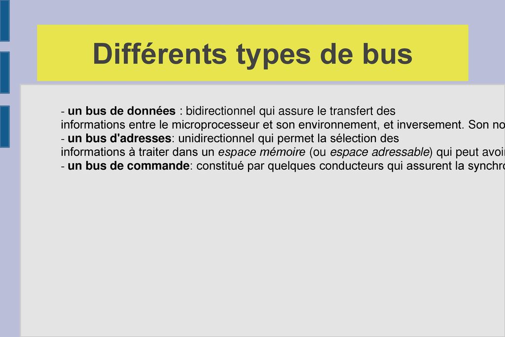 Différents types de bus