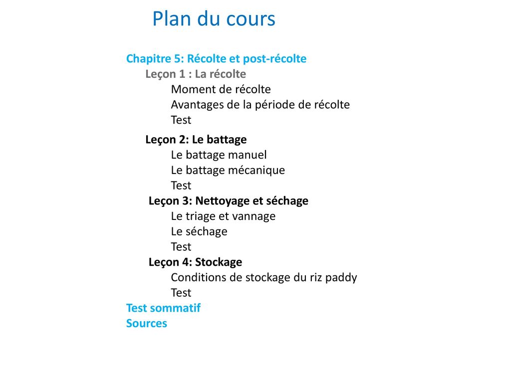 Plan du cours