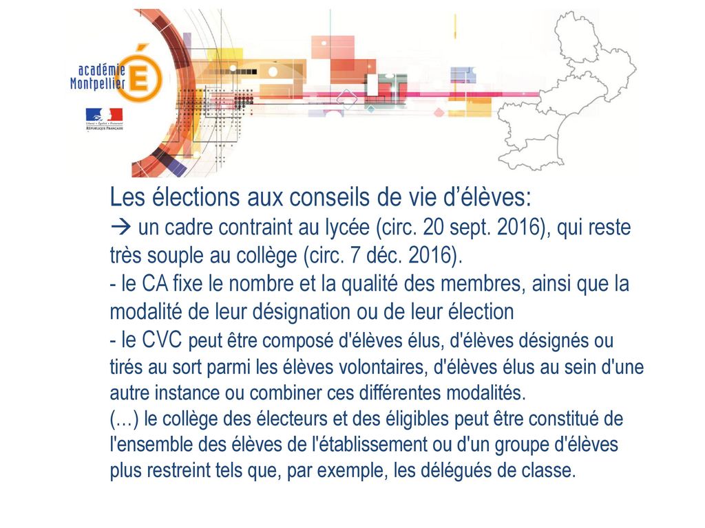 Les élections aux conseils de vie d’élèves:  un cadre contraint au lycée (circ.