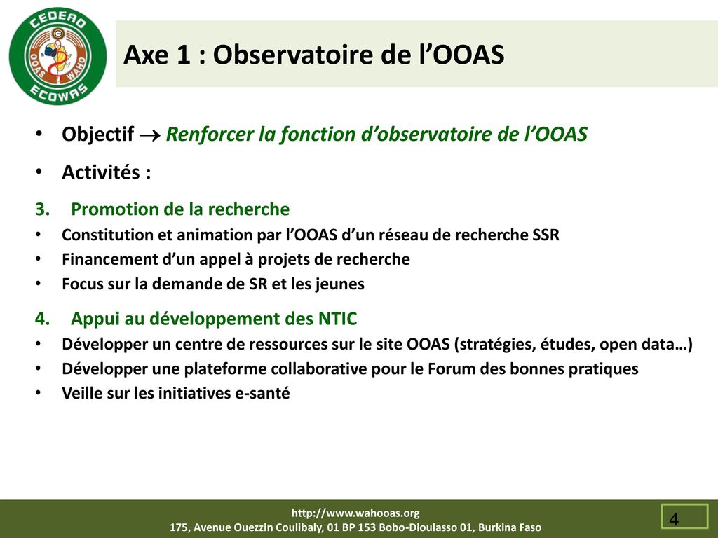 Axe 1 : Observatoire de l’OOAS