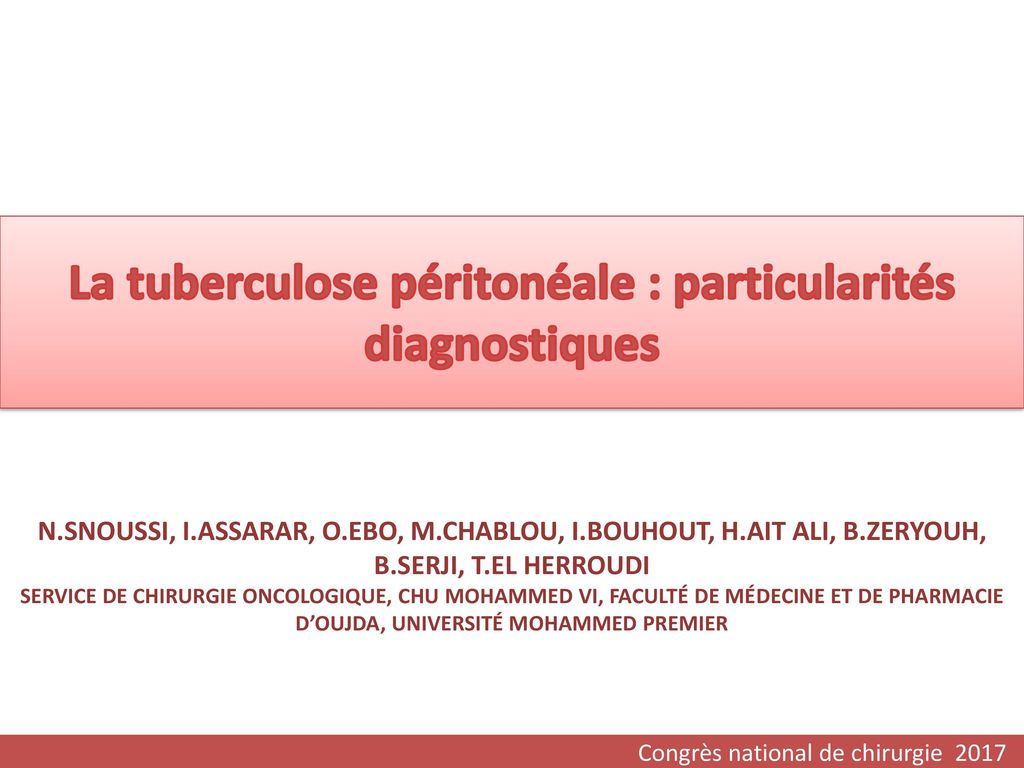 La tuberculose péritonéale : particularités diagnostiques