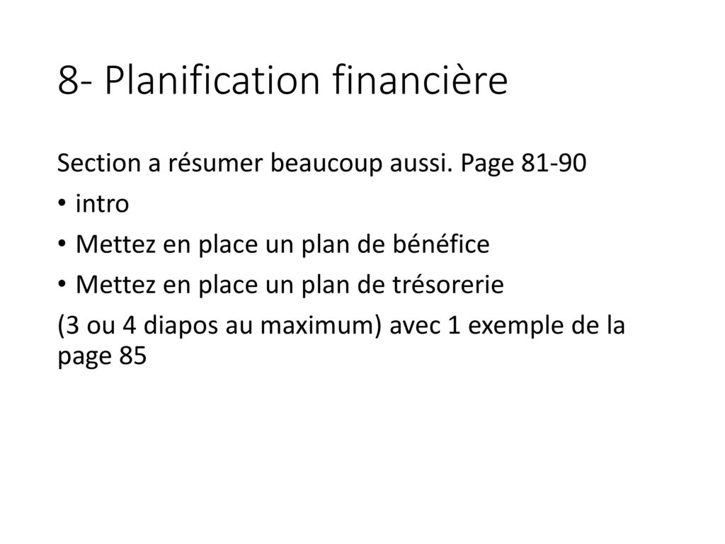 8- Planification financière