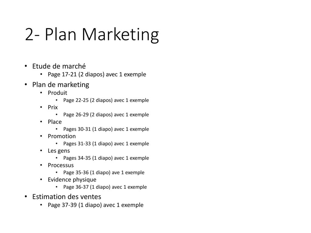 2- Plan Marketing Etude de marché Plan de marketing
