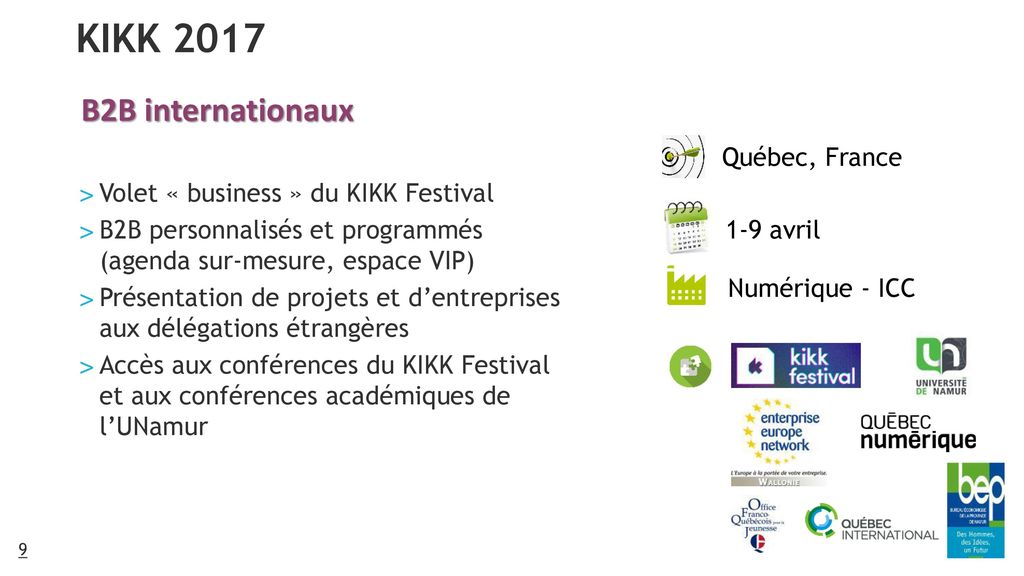 KIKK 2017 B2B internationaux Québec, France