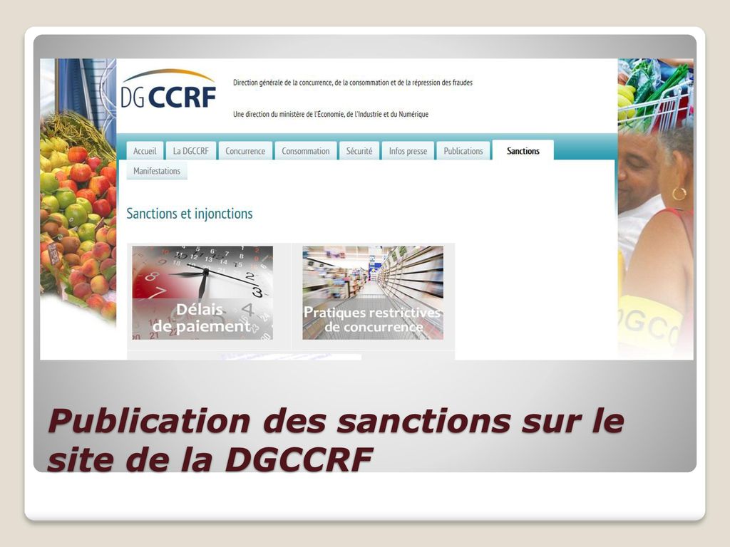 Publication des sanctions sur le site de la DGCCRF