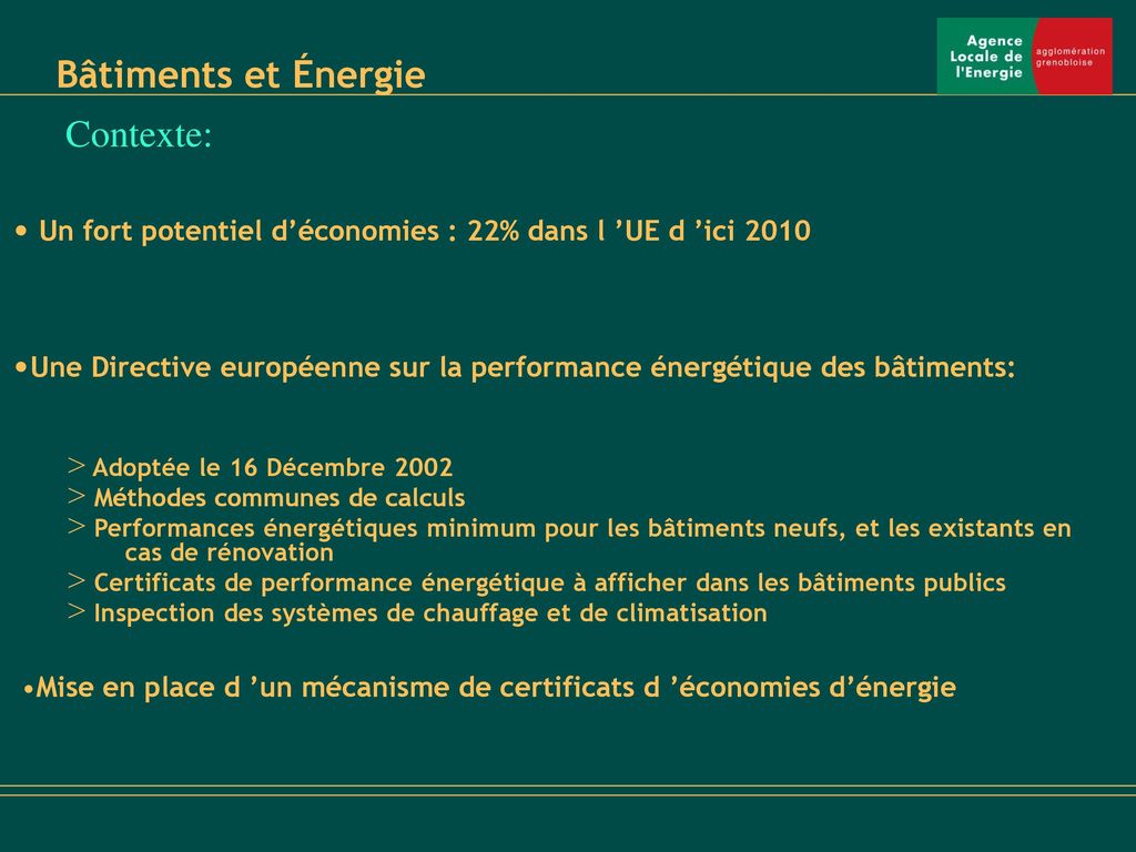 Mise en place d ’un mécanisme de certificats d ’économies d’énergie