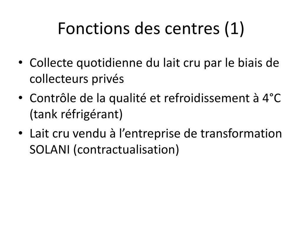 Fonctions des centres (1)