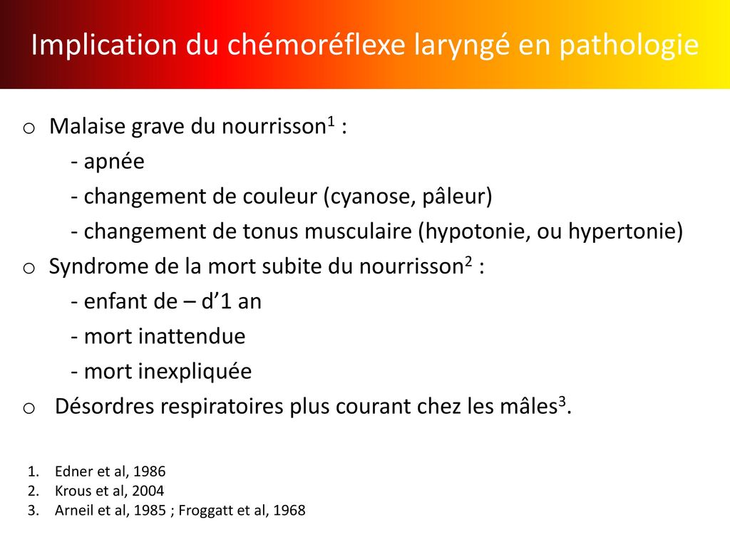 Implication du chémoréflexe laryngé en pathologie