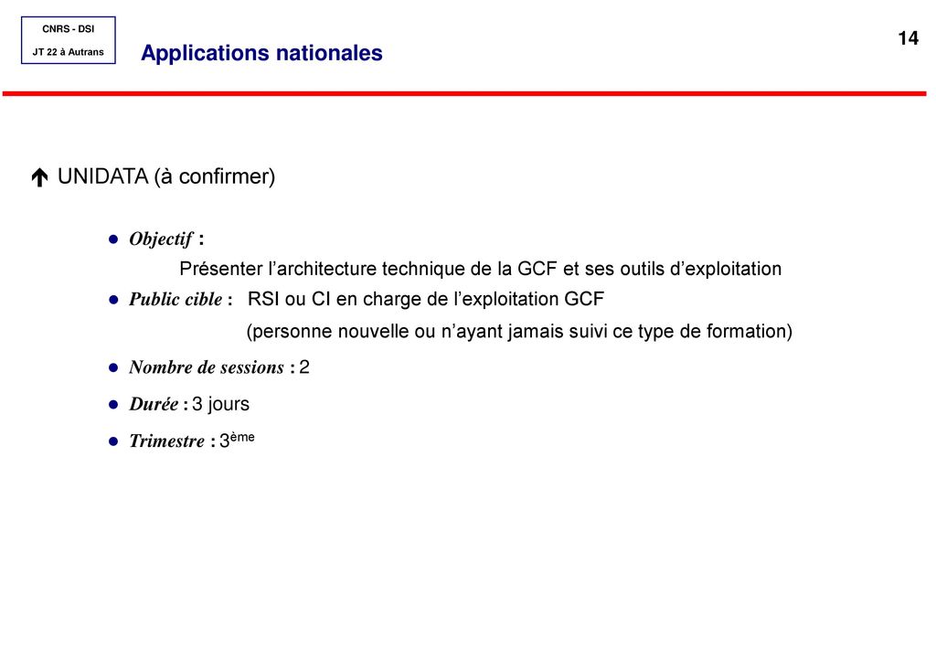 Applications nationales