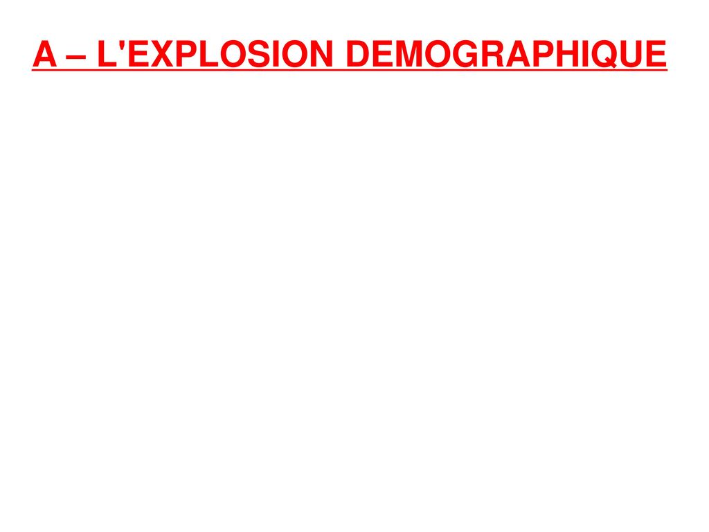 A – L EXPLOSION DEMOGRAPHIQUE