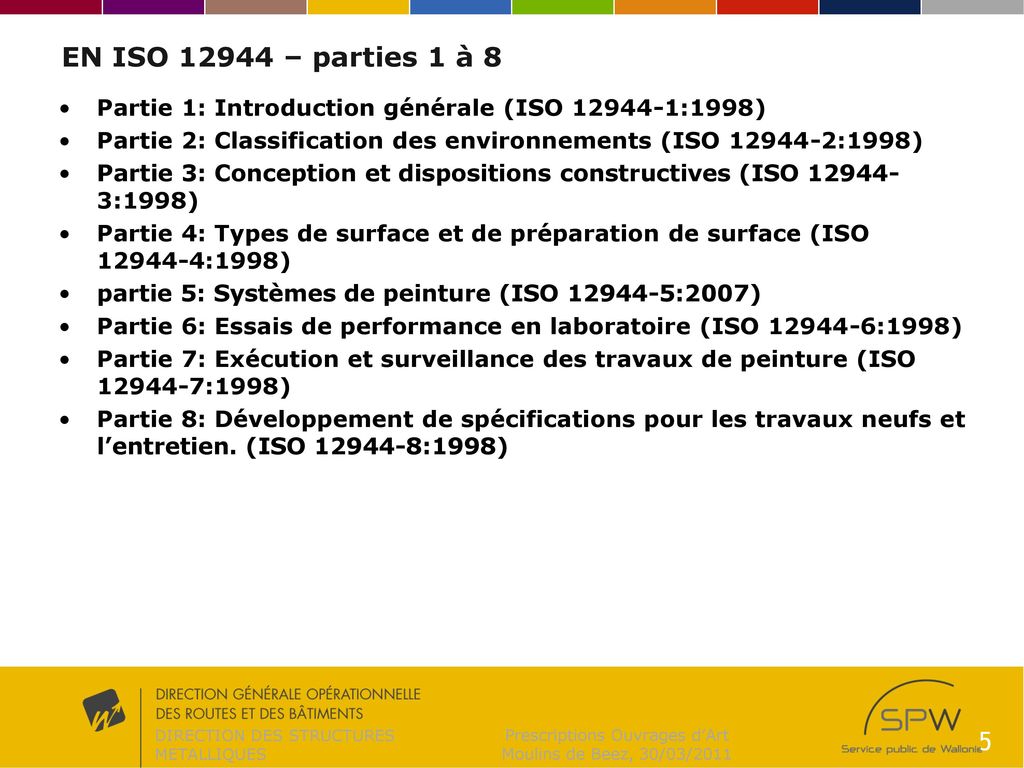EN ISO – parties 1 à 8 Partie 1: Introduction générale (ISO :1998) Partie 2: Classification des environnements (ISO :1998)