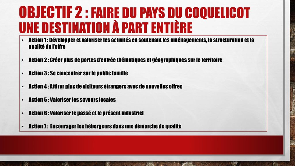 Objectif 2 : Faire du Pays du Coquelicot une destination à part entière