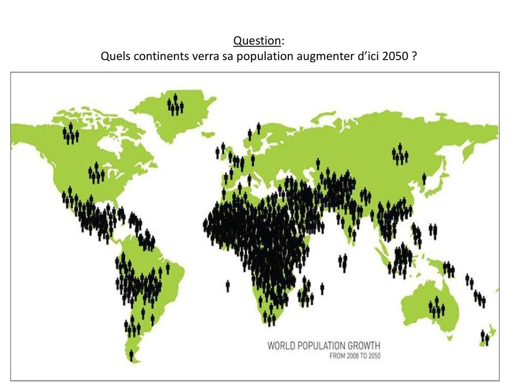 Question: Quels continents verra sa population augmenter d’ici 2050