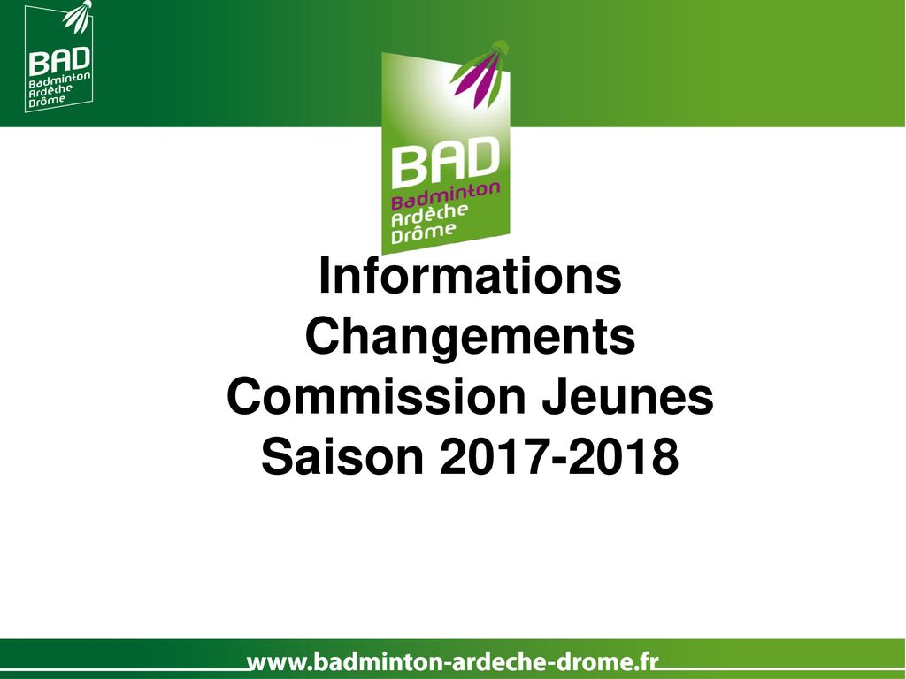 Informations Changements Commission Jeunes Saison