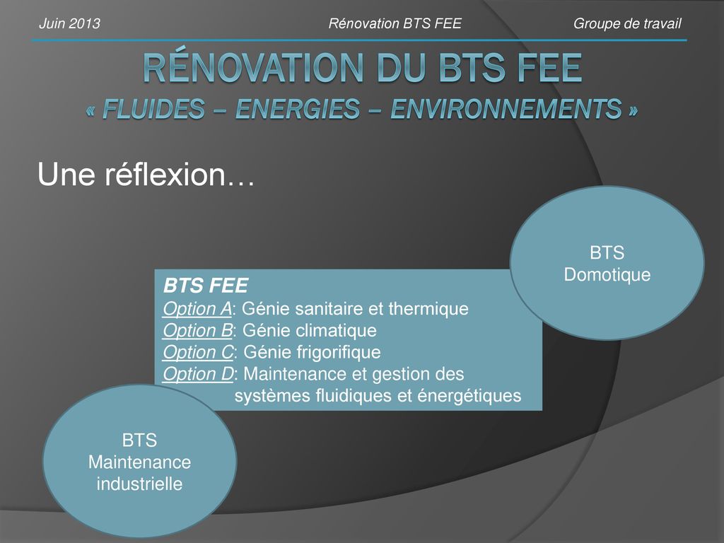 Rénovation du BTS FEE « Fluides – Energies – Environnements »