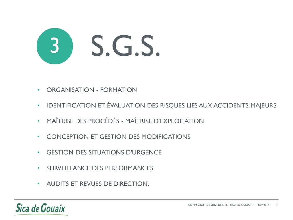 S.G.S. 3 Organisation - formation