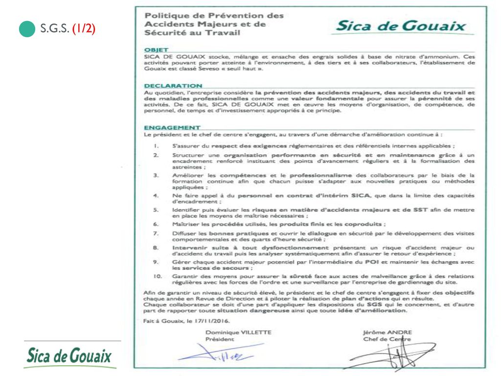 S.g.s. (1/2) Commission de suivi de site - SICA de GOUAIX 14/09/2017