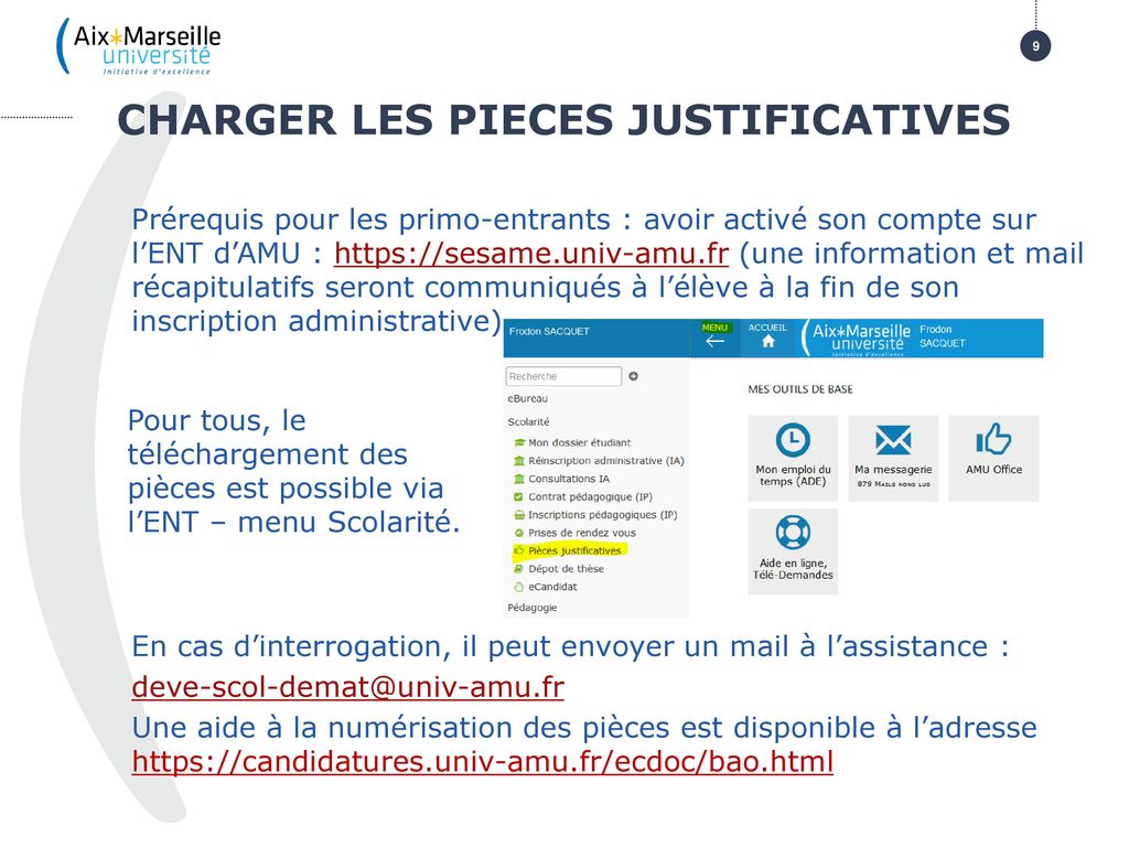 CHARGER LES PIECES JUSTIFICATIVES