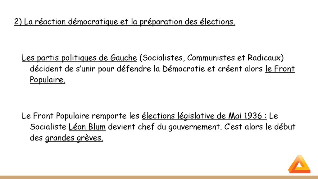 2) La réaction démocratique et la préparation des élections.