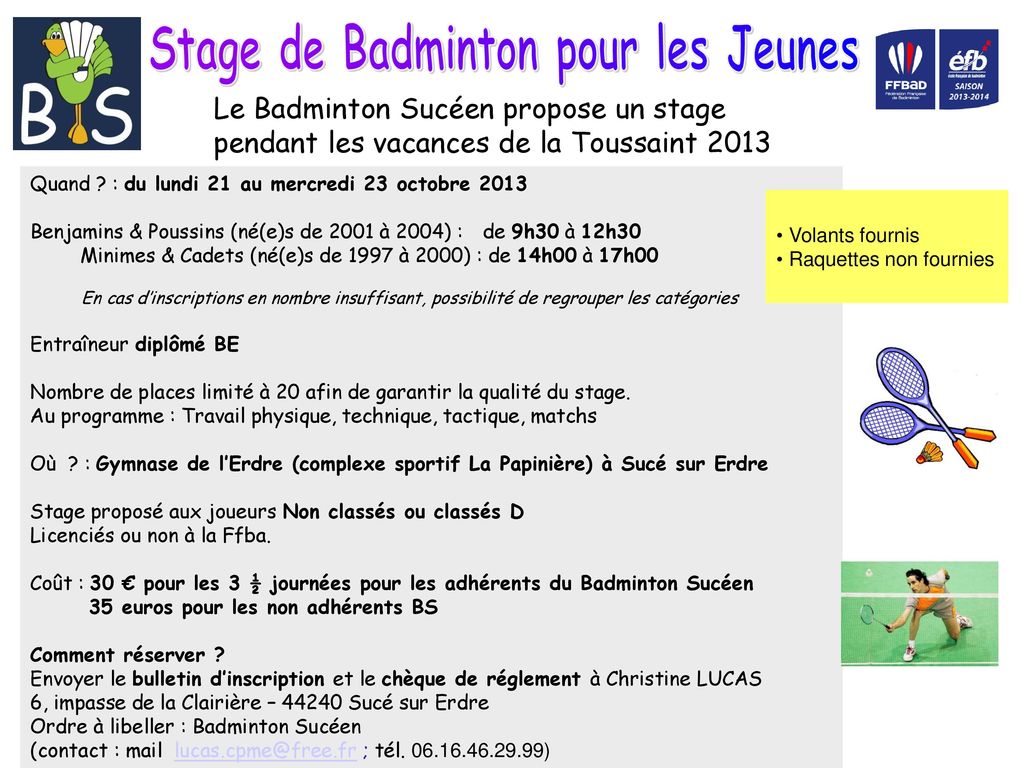 Stage de Badminton pour les Jeunes
