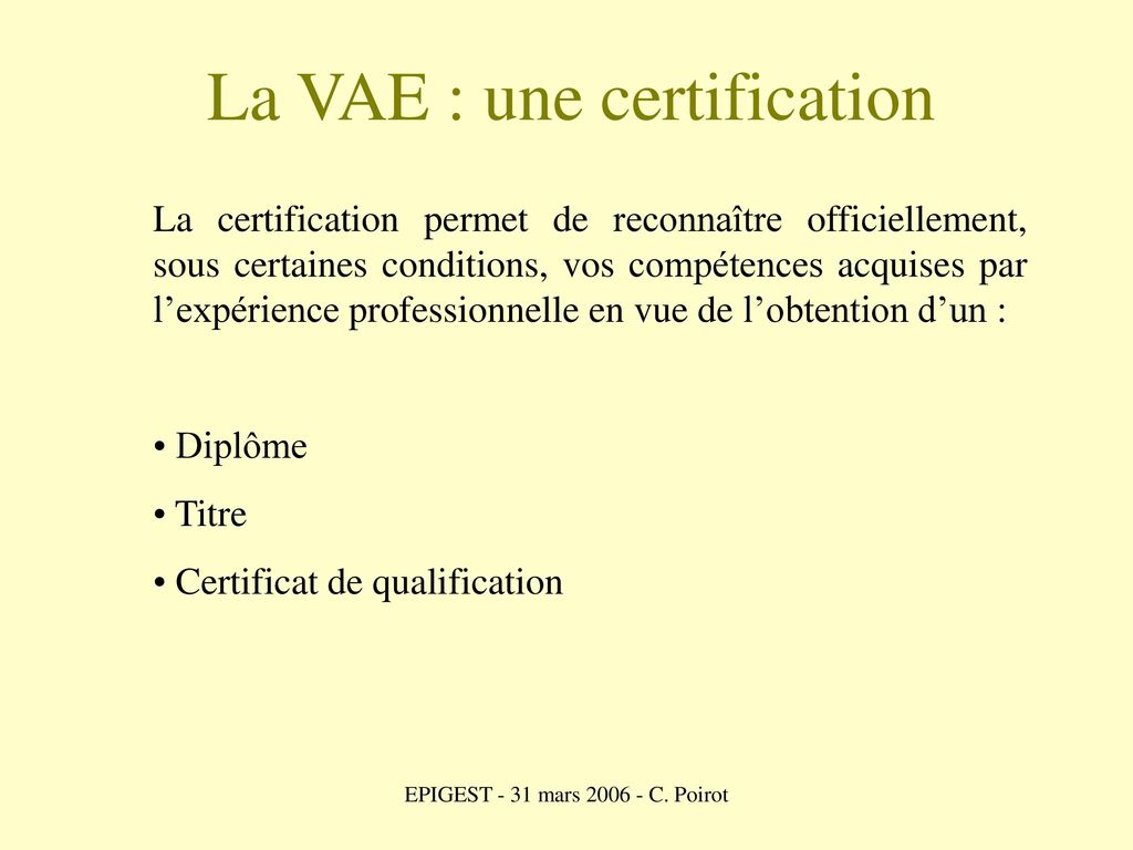 La VAE : une certification
