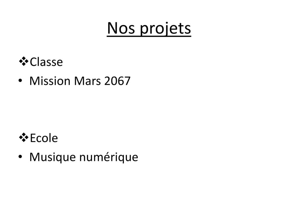 Nos projets Classe Mission Mars 2067 Ecole Musique numérique