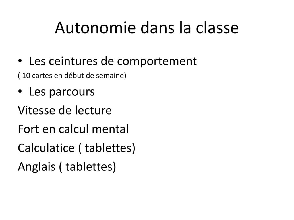 Autonomie dans la classe