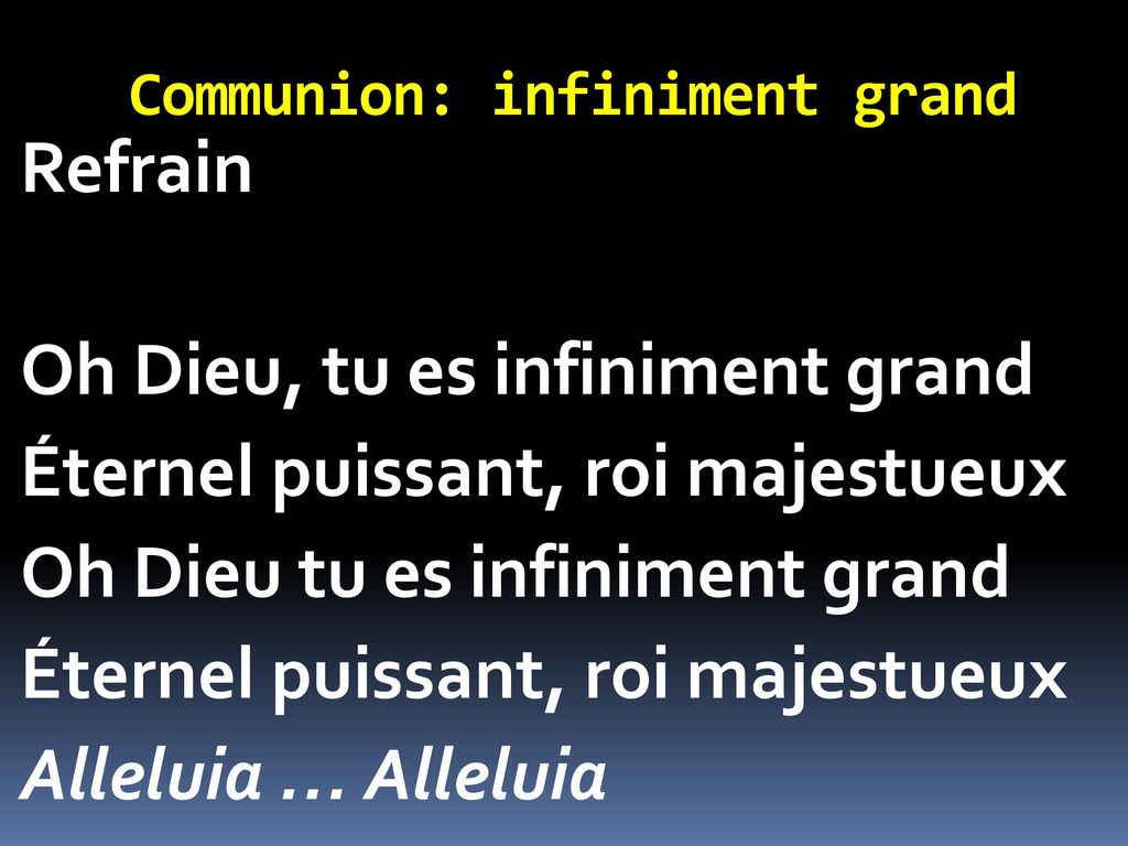 Communion: infiniment grand