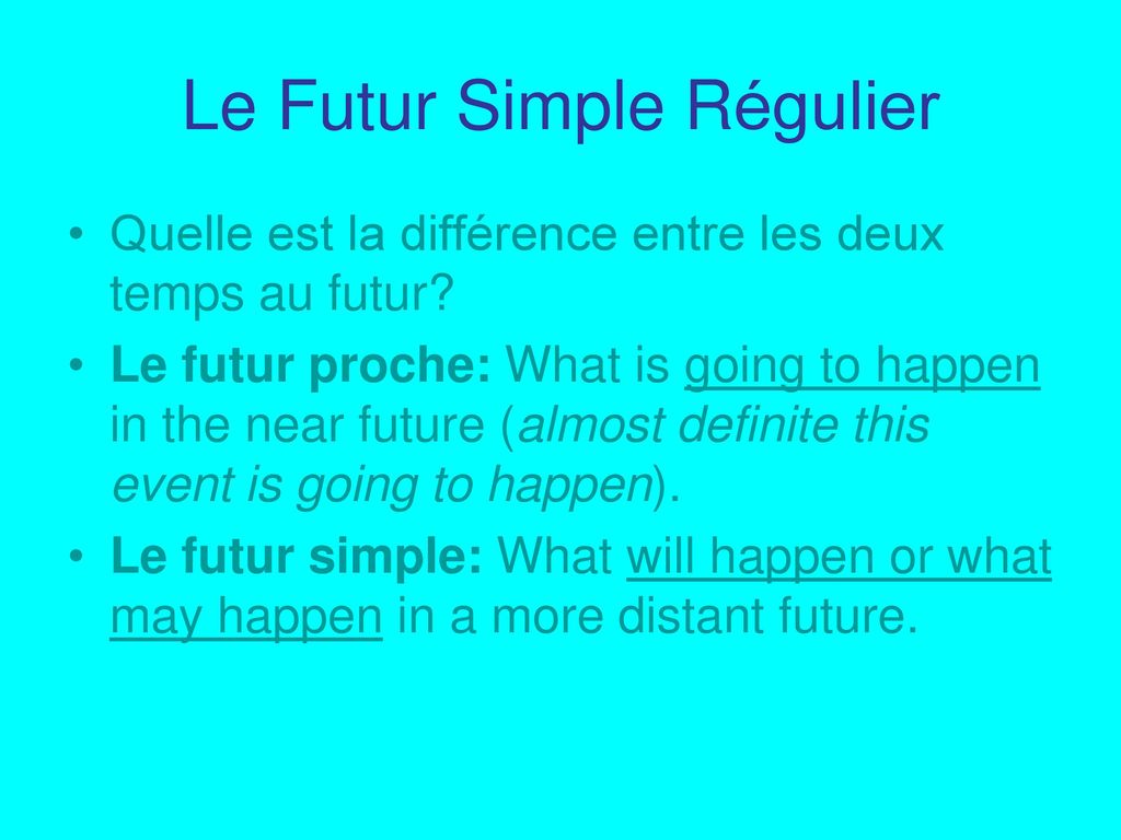 Le Futur Simple Régulier