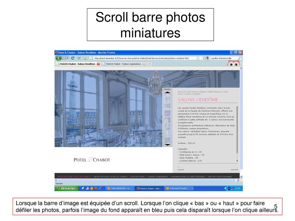 Scroll barre photos miniatures