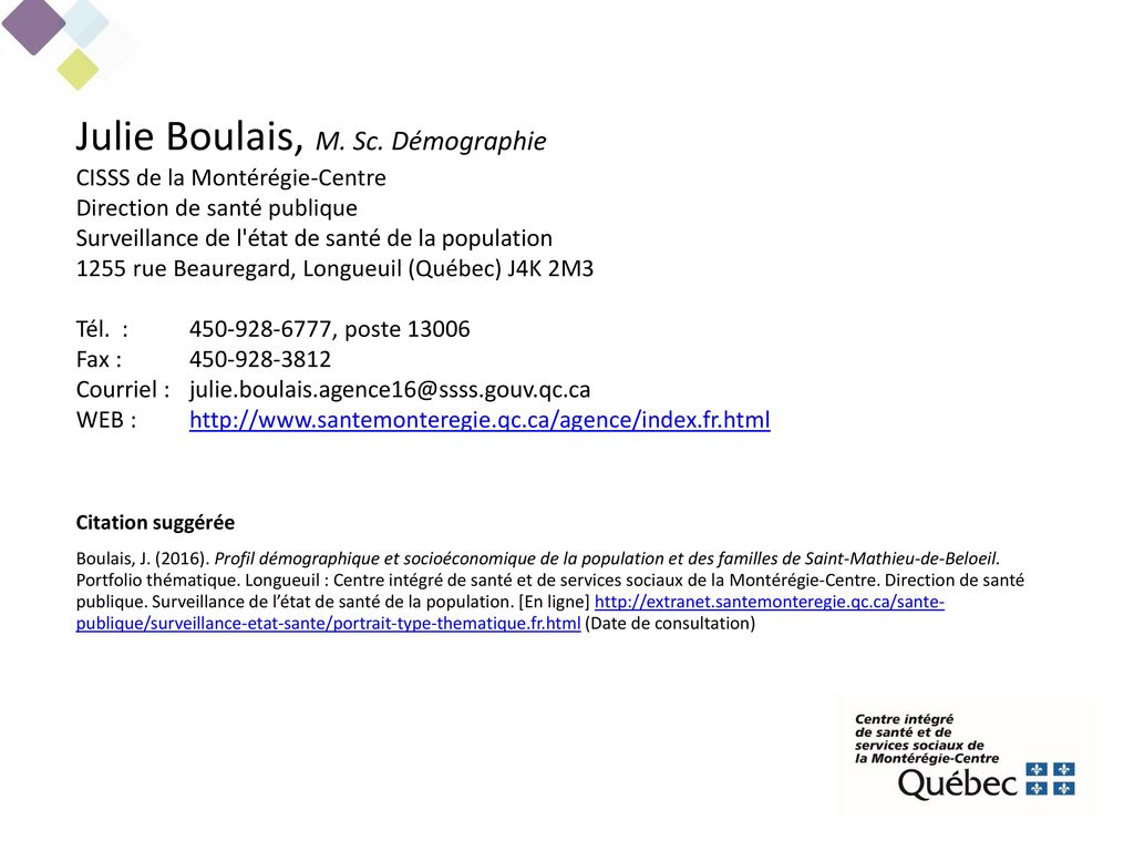 Julie Boulais, M. Sc. Démographie