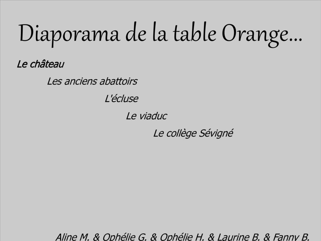 Diaporama de la table Orange...