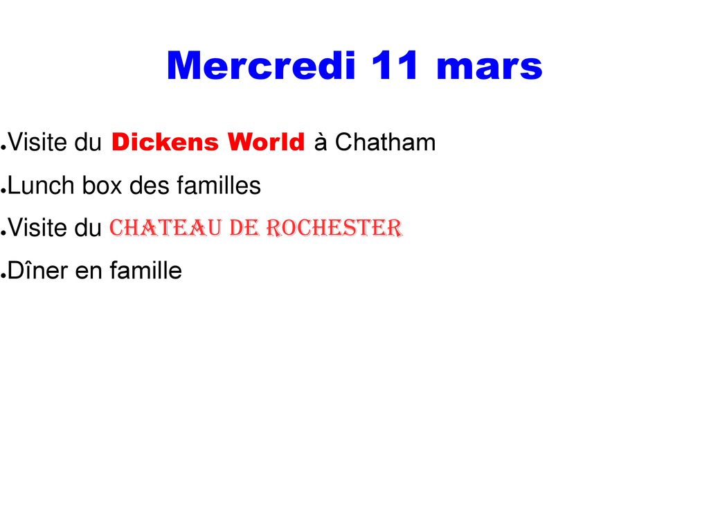 Mercredi 11 mars Visite du Dickens World à Chatham