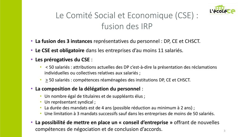 Le Comité Social et Economique (CSE) : fusion des IRP