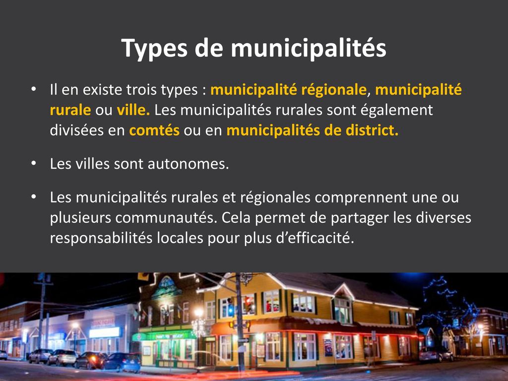 Types de municipalités