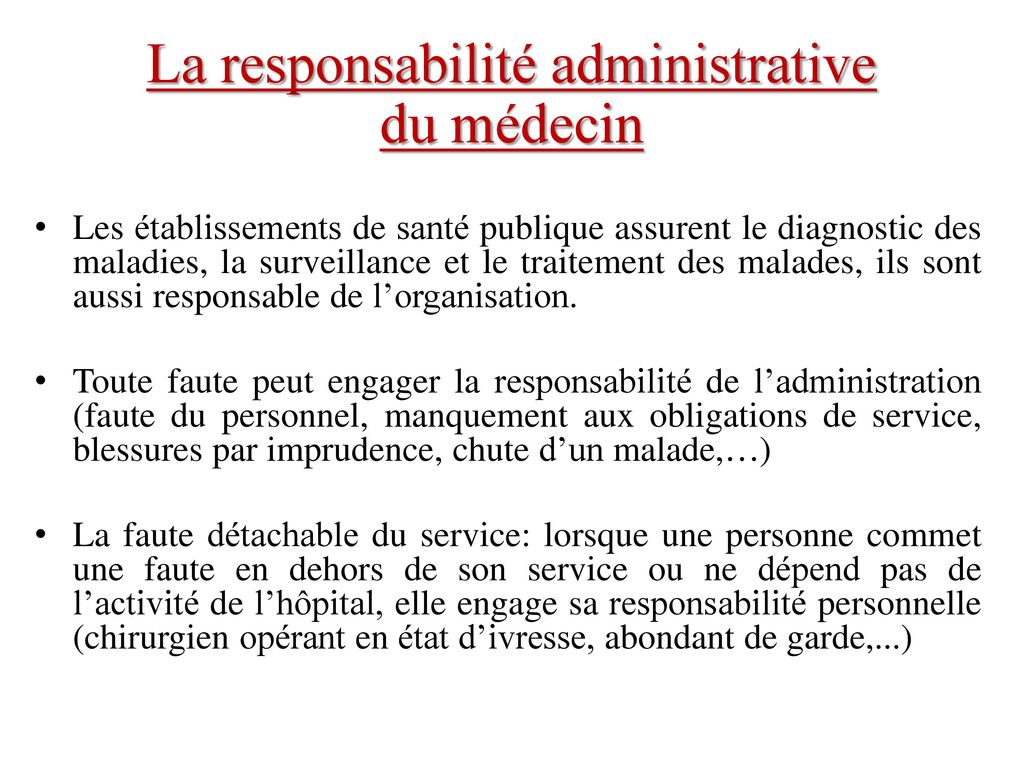 La responsabilité administrative du médecin