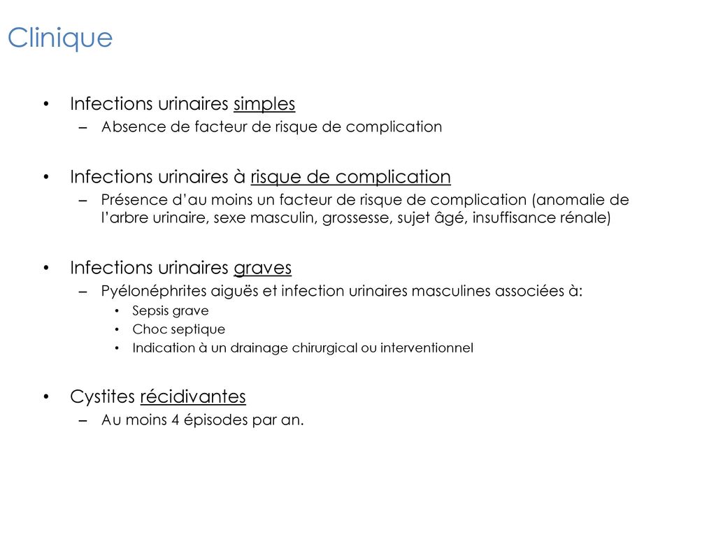 Clinique Infections urinaires simples