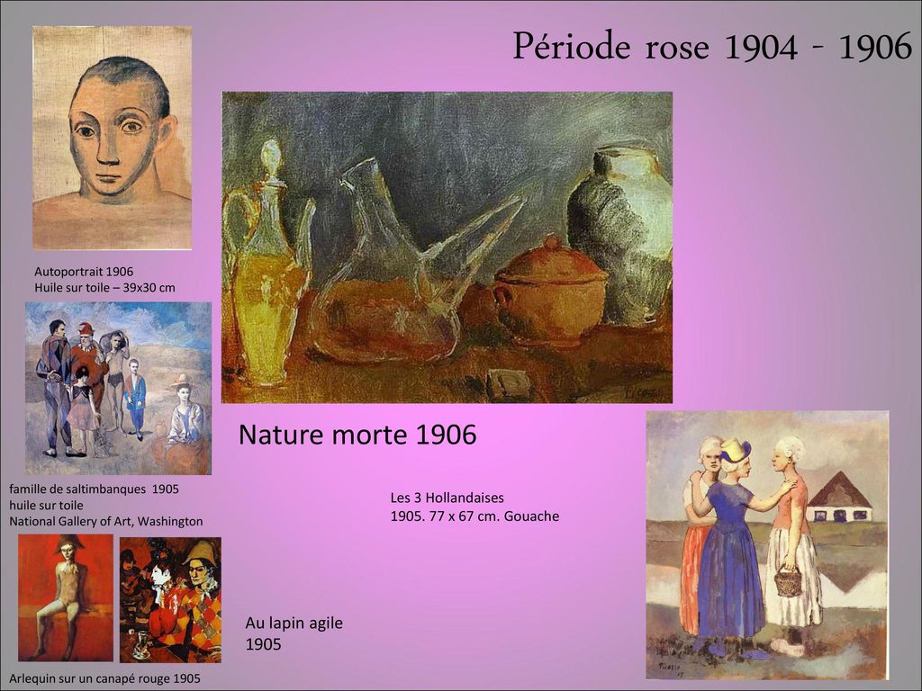 RÃ©sultat de recherche d'images pour "Picasso : pÃ©riode rose (1904-1906), bleue (1901-1904)"