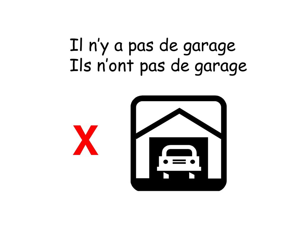Il n’y a pas de garage Ils n’ont pas de garage X