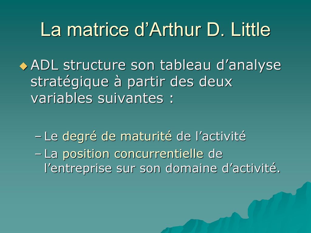 La matrice d’Arthur D. Little