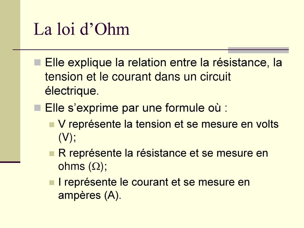 Loi d'ohm - électricité