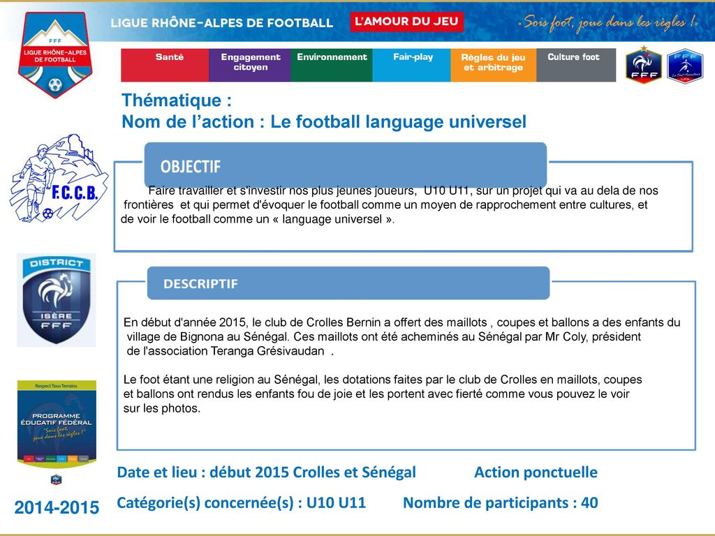 Nom de l’action : Le football language universel