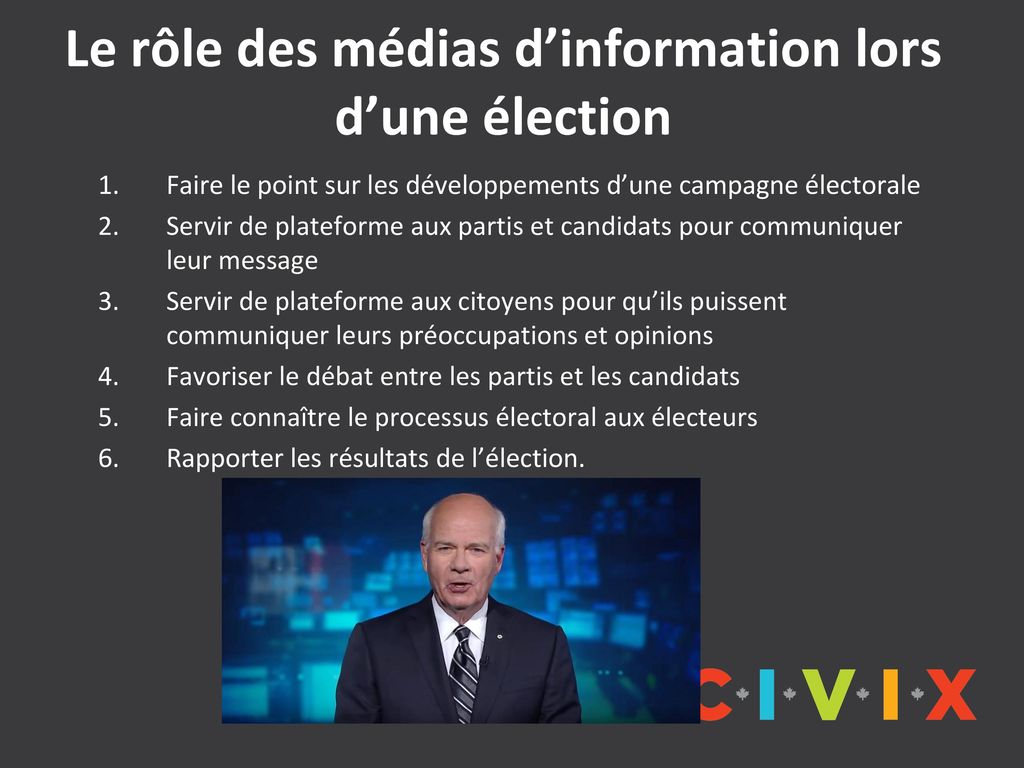 Le rôle des médias d’information lors d’une élection