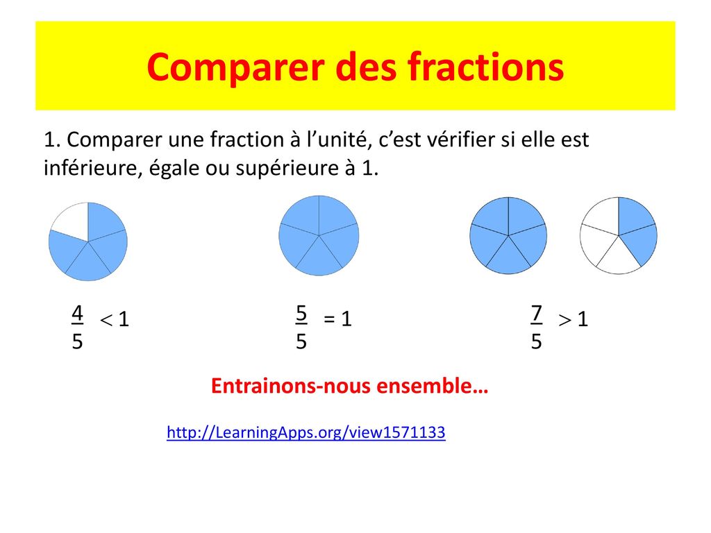 Comparer des fractions