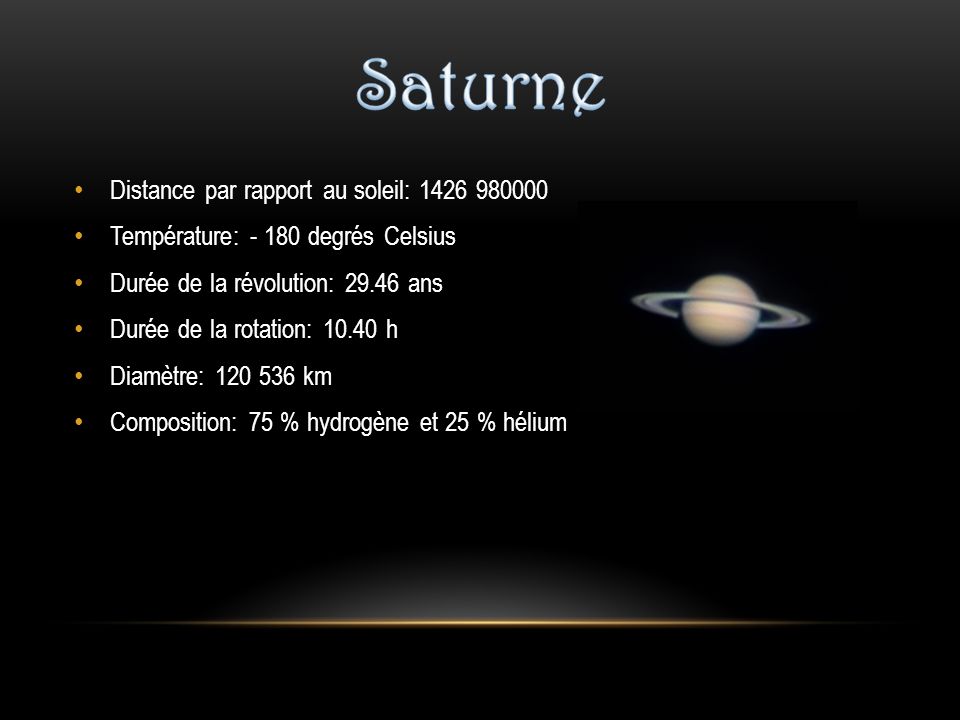 Saturne Distance par rapport au soleil: