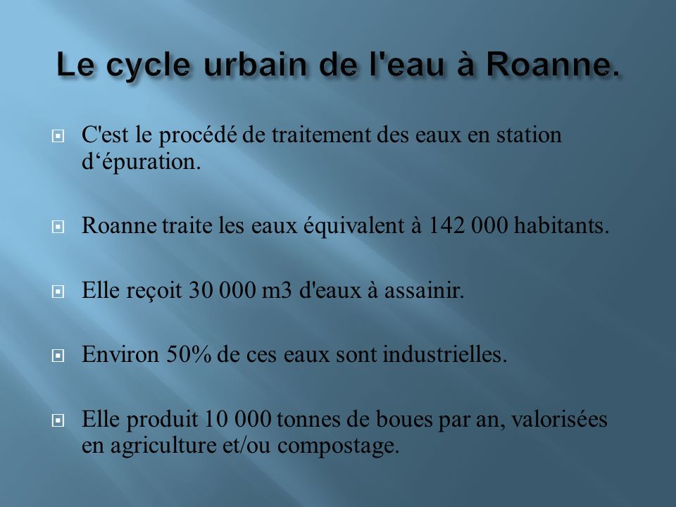 Le cycle urbain de l eau à Roanne.