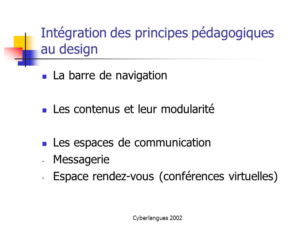 Intégration des principes pédagogiques au design