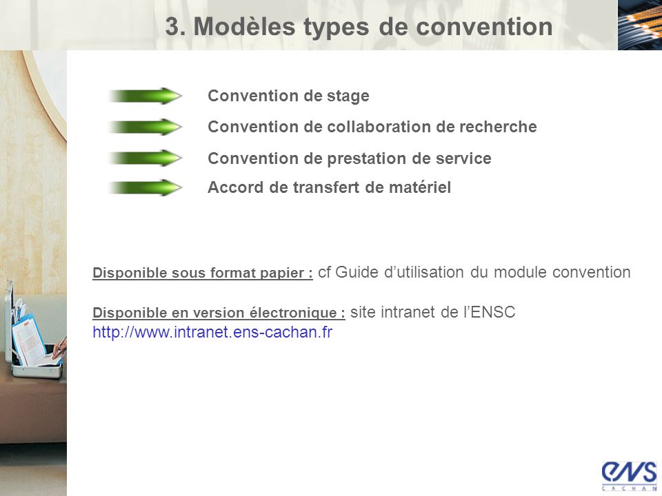 3. Modèles types de convention
