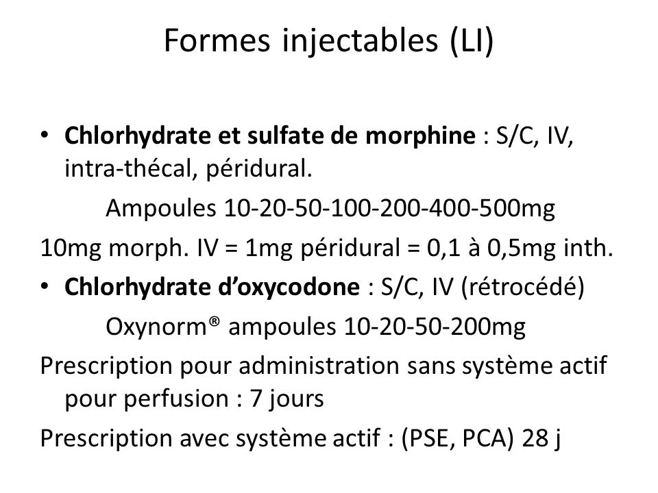 Formes injectables (LI)