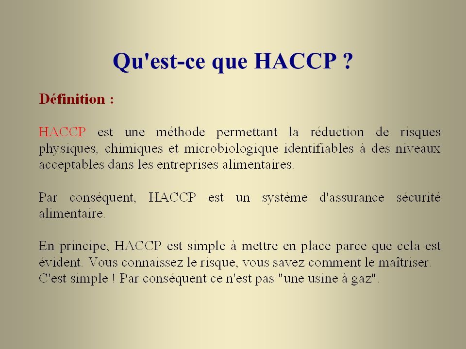 Qu est-ce que HACCP